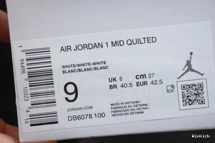 WHITE AIR MID DB6078-100 JORDAN 1 QUILTED 0731
